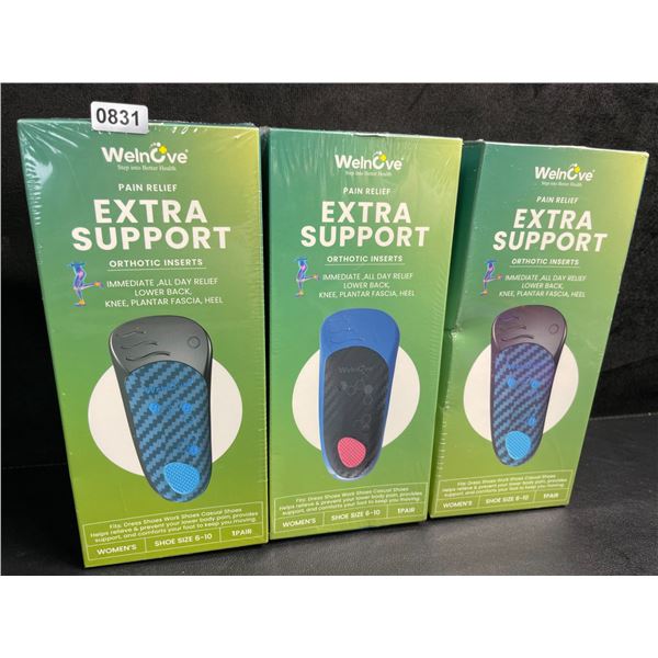 3 Boxes of Welnove Pain Relief Extra Support Orthotic Inserts for Women (Shoe Size 6-10) New Sealed