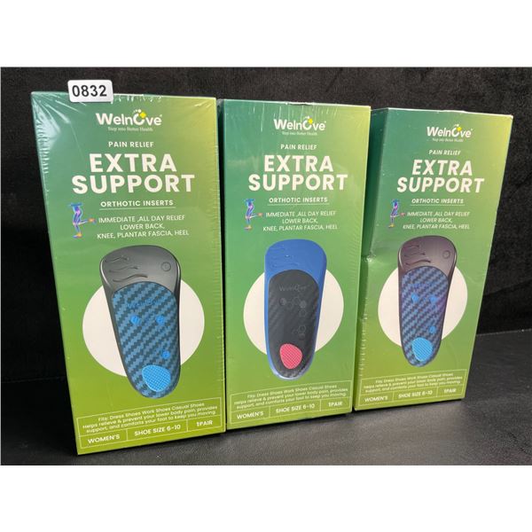 3 Boxes of Welnove Pain Relief Extra Support Orthotic Inserts for Women (Shoe Size 6-10) New Sealed