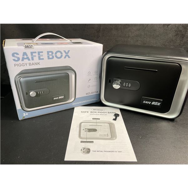 Safe Box/Keepsake Piggy Bank Box with Key/Passcode (Black) Money Safe for Kids - New