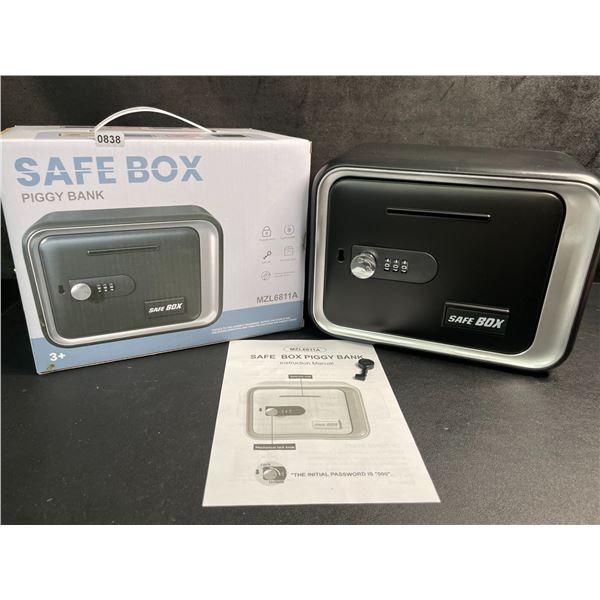 Safe Box/Keepsake Piggy Bank Box with Key/Passcode (Black) Money Safe for Kids - New
