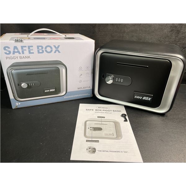 Safe Box/Keepsake Piggy Bank Box with Key/Passcode (Black) Money Safe for Kids - New