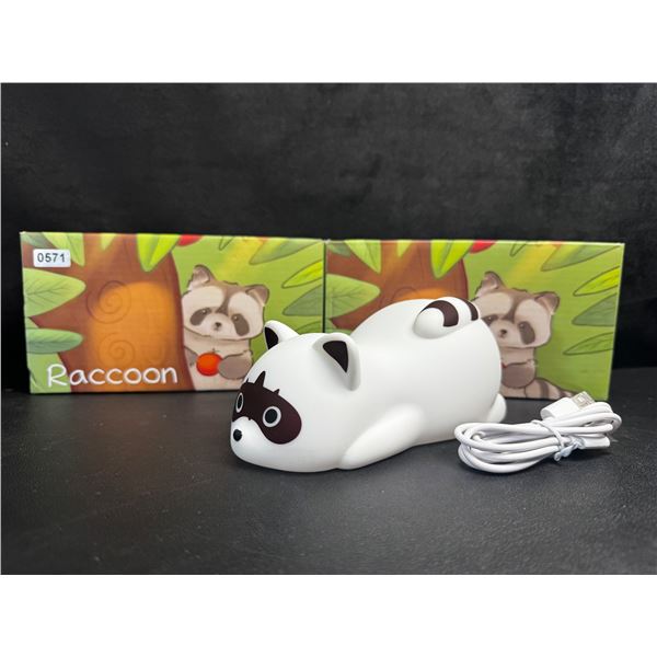 2PCS LED Cute Lazy Raccoon Bedside Lamp; Touch Control, Dimmable & Rechargeable - New