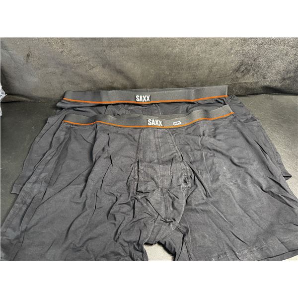 2-Pairs of SAXX Mens Boxers Black - Non Step Stretch Cotton XXL - New