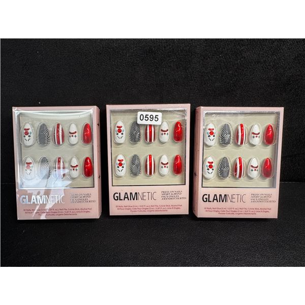 3 Packs of Glamnetic Press-On Nail Sets; Short Almond Design (Crybaby Clown Art) - New