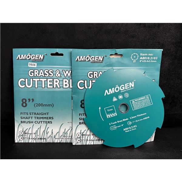 2PCS Amogen 8inch Grass and Weed Cutting Blades for Straight Shaft Trimmers - New