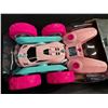 Image 3 : Pink Remote Control Double-Sided R/C Stunt Car with LED Headlights - Flip/Stunt Car Toy - Brand New