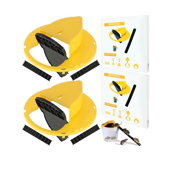 2-Pack of Automatic Bucket Mouse Traps; Humane Design - Fits 5-Gallon Buckets - New