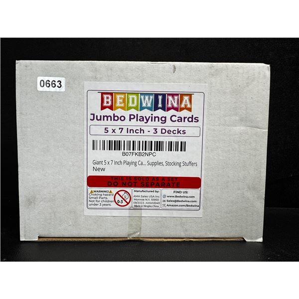 Bedwina Jumbo Deck of Playing Cards 5x7in - New