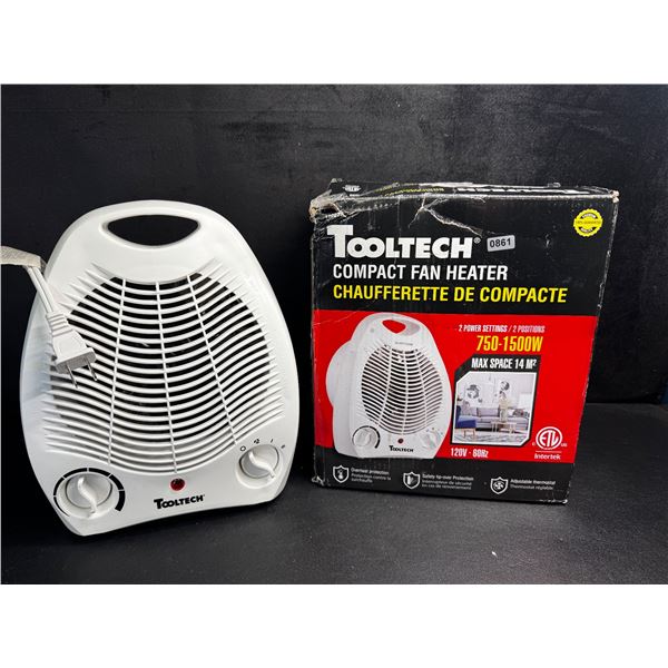Tooltech Compact Fan Heater 750-1500W Modes - New