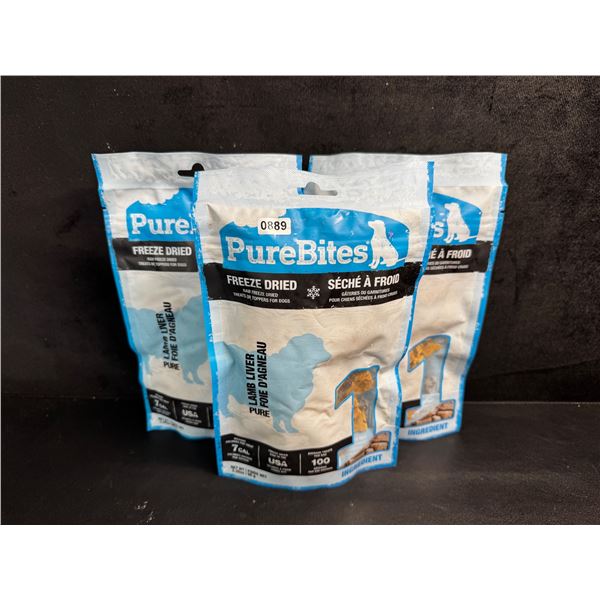 3 Bags of Pure Bites Freeze Dried Lamb Liver Bites - New