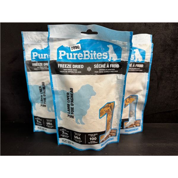 3 Bags of Pure Bites Freeze Dried Lamb Liver Bites - New