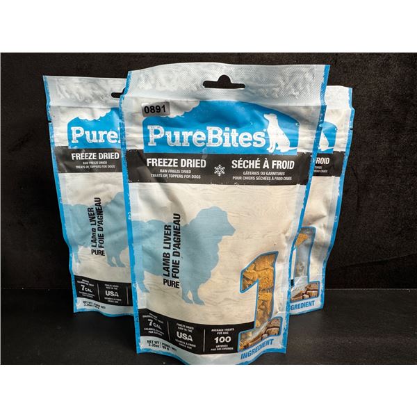 3 Bags of Pure Bites Freeze Dried Lamb Liver Bites - New