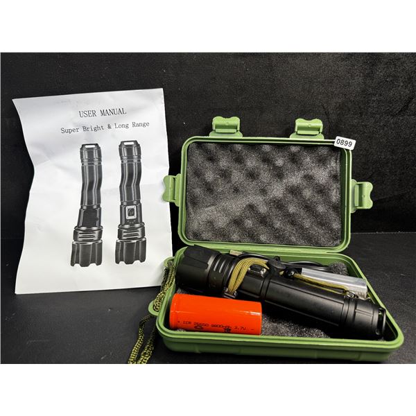 Super Bright Long Range Rechargeable Flashlight in Carry Case - New