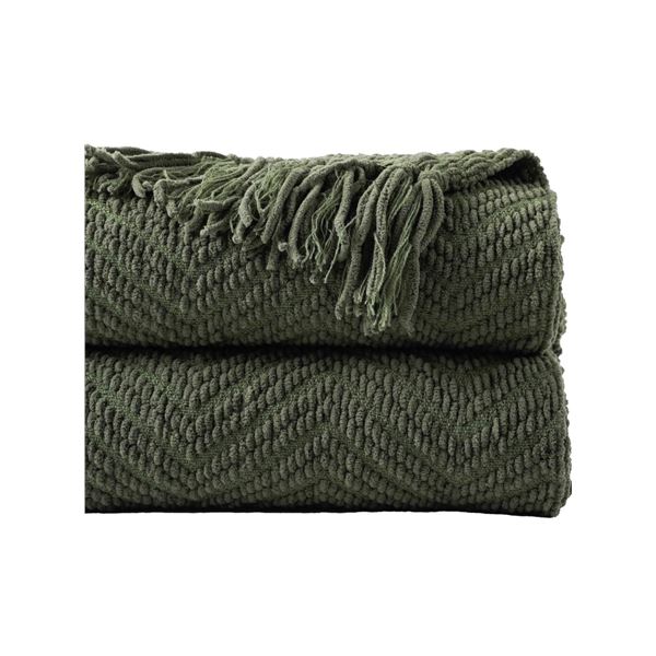 Battilo Home Soft Embrace Olive Green Throw 50x60in - New