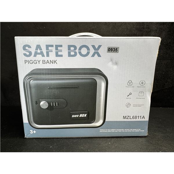 Safe Box/Keepsake Piggy Bank Box with Key/Passcode (Black) Money Safe for Kids - New
