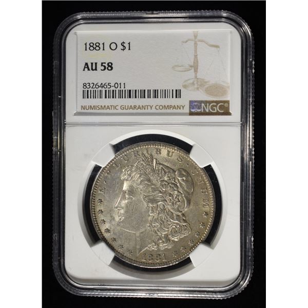 1881-0 MORGAN DOLLAR NGC AU58