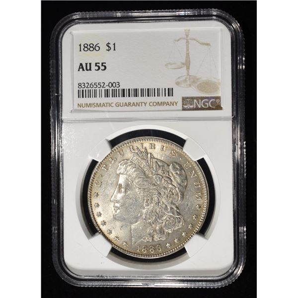 1886 MORGAN DOLLAR NGC AU55