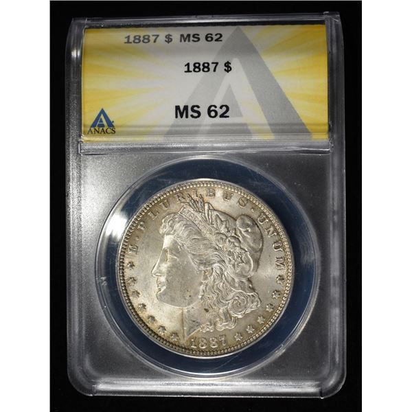 1887 MORGAN DOLLAR ANACS MS62