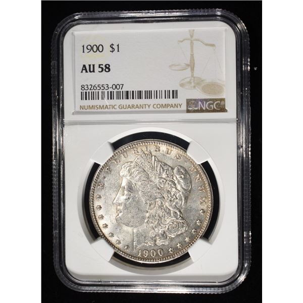 1900 MORGAN DOLLAR NGC AU58