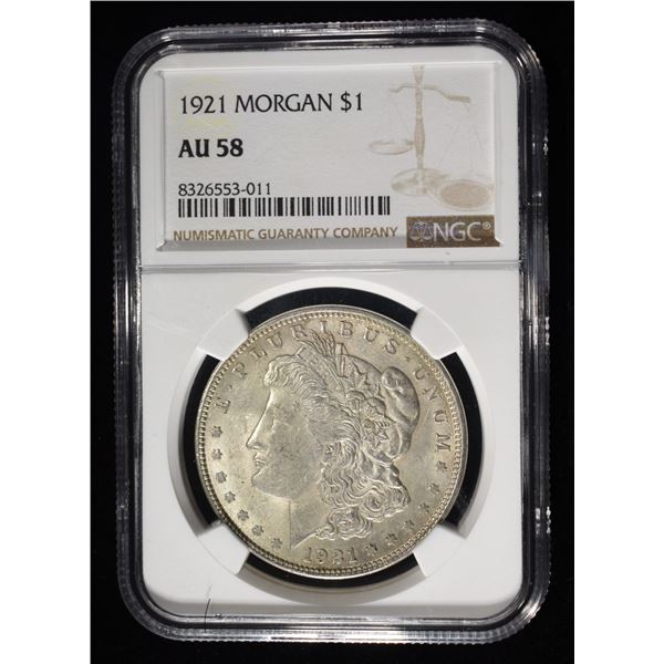 1921 MORGAN DOLLAR NGC AU58