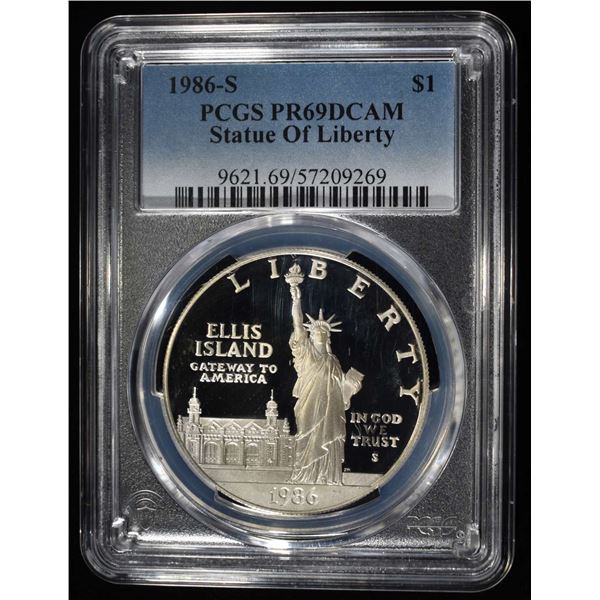 1986-S $1 COMMEM STATUE OF LIBERTY PCGS PR69 DCAM