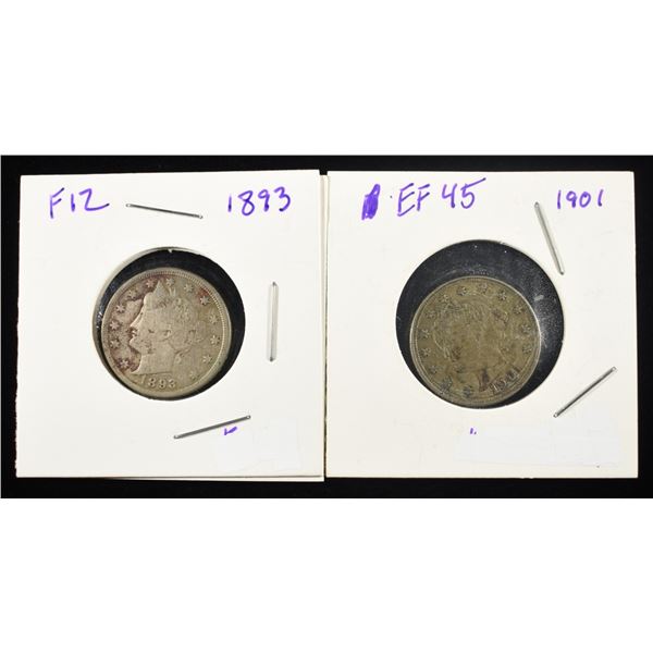 1893 & 1901 LIBERTY V NICKELS