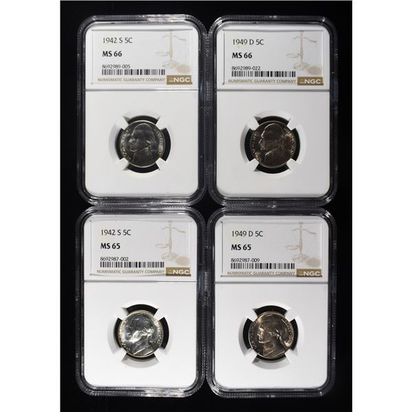 (4) NGC GRADED JEFFERSON NICKELS