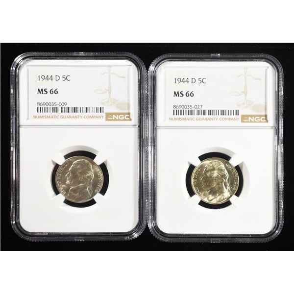 (2) 1944-D JEFFERSON NICKELS NGC MS 66