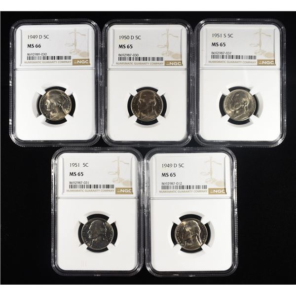 (5) NGC GRADED JEFFERSON NICKELS