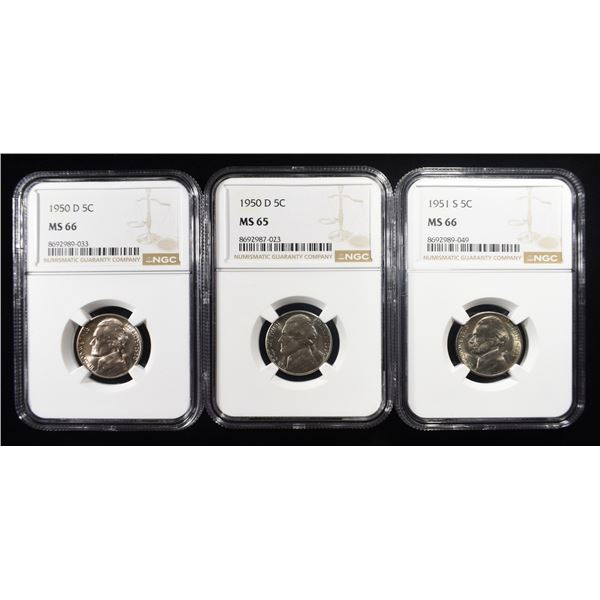 1950-D MS65, 1950-D & 1951-S MS66 JEFFERSON 5C NGC