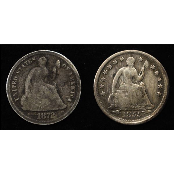 1855 & 1872 SEATED LIBERTY HALF DIMES