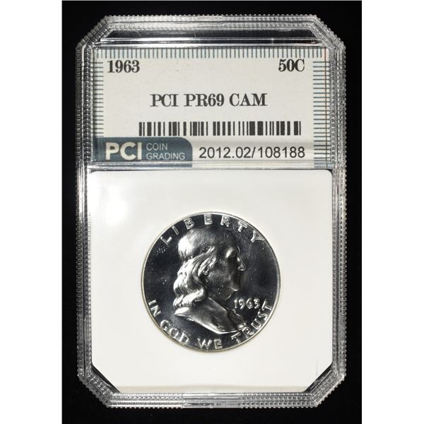 1963 FRANKLIN HALF PCI SUPERB GEM+ PROOF CAMEO