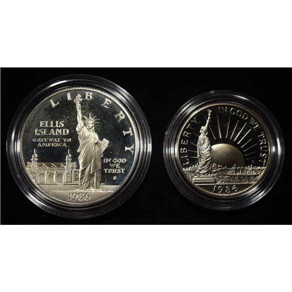 1986 STATUE OF LIBERTY 2 COIN SET