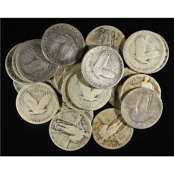 (20) 90% SILVER STANDING LIBERTY QUARTER