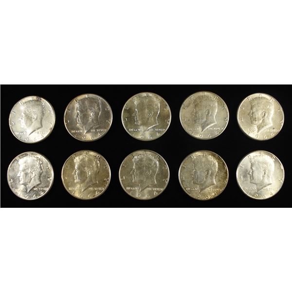 (10) 90% SILVER KENNEDY HALF DOLLARS