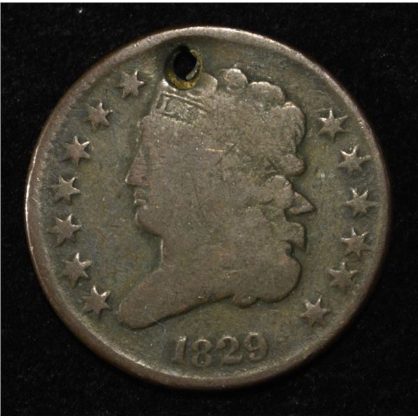 1829 CORONET HEAD LARGE CENT DAMAGED