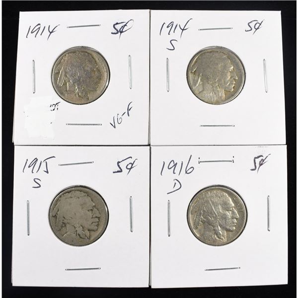 (4) BUFFALO NICKEL VG-F