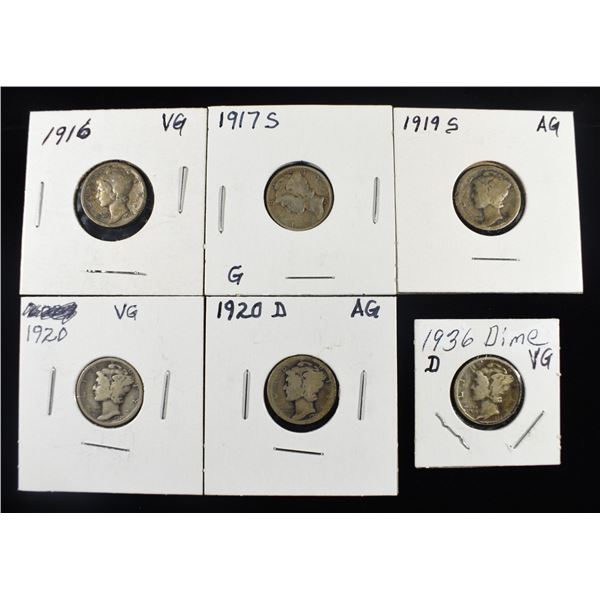 (6) MERCURY DIMES
