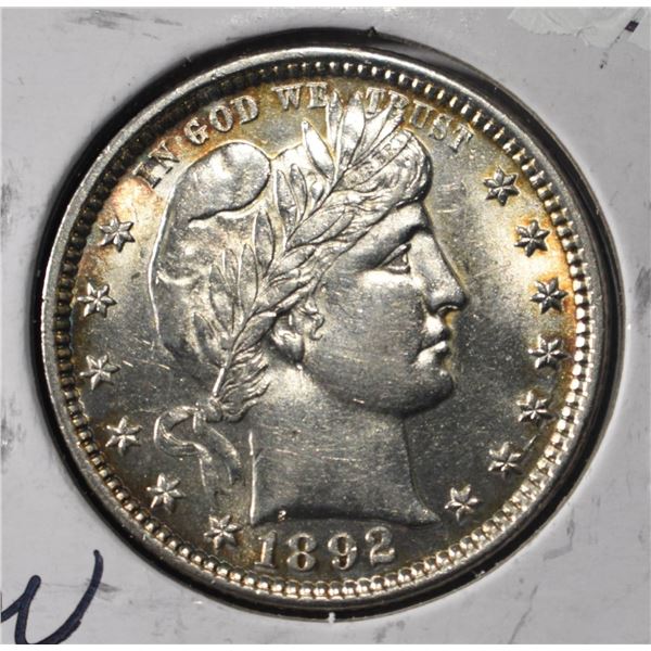 1892 BARBER QUARTER CH BU