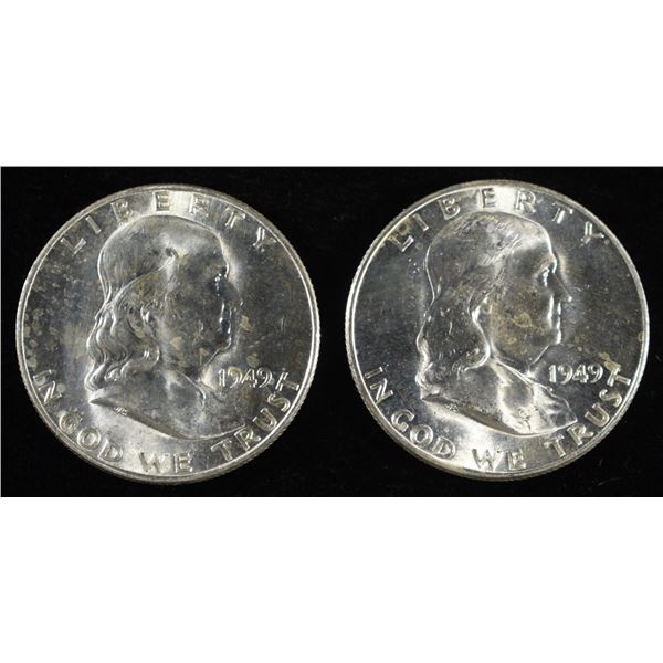 (2) 1949-D 90% SILVER FRANKLIN HALF DOLLAR BU