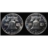 Image 2 : (2) 90% SILVER 1963 FRANKLIN HALF DOLLARS PROOF BU