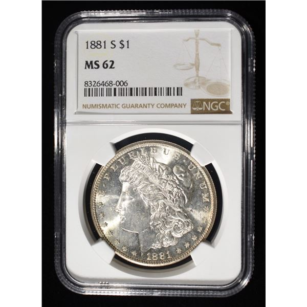 1881-S MORGAN DOLLAR NGC MS62