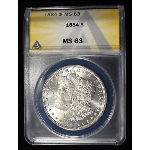 1884 MORGAN DOLLAR ANACS MS63