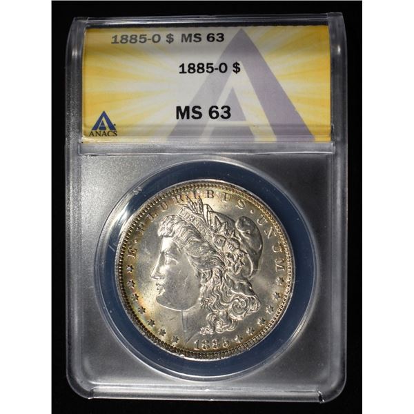 1885-O MORGAN DOLLAR ANACS MS63