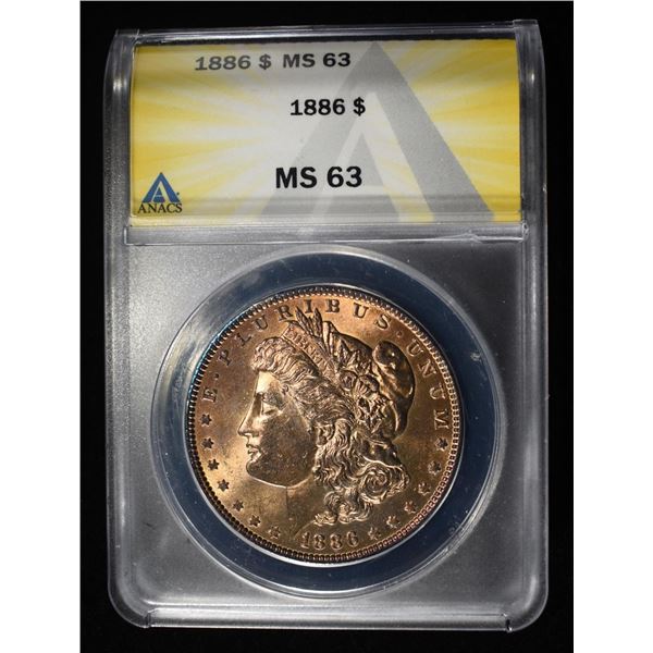 1886 MORGAN DOLLAR ANACS MS63