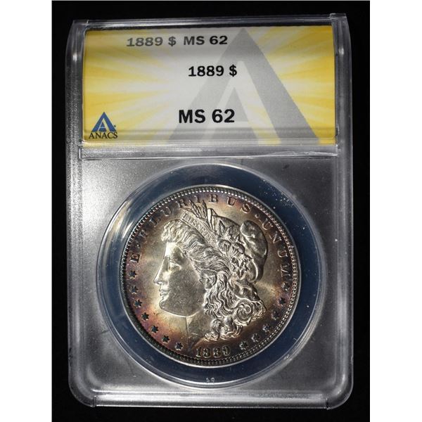 1889 MORGAN DOLLAR ANACS MS62