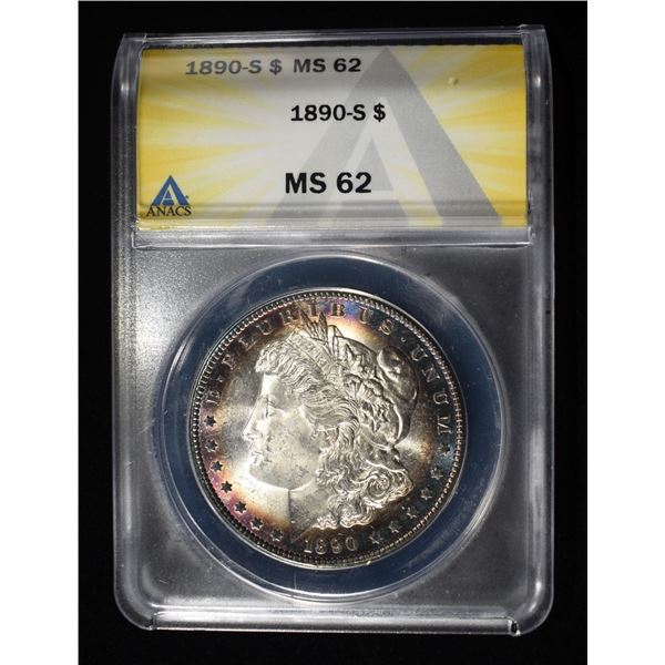 1890-S MORGAN DOLLAR ANACS MS62
