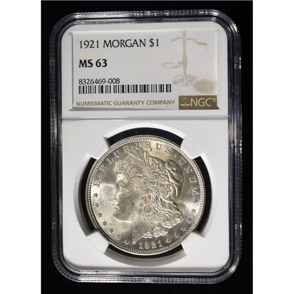 1921 MORGAN DOLLAR NGC MS63