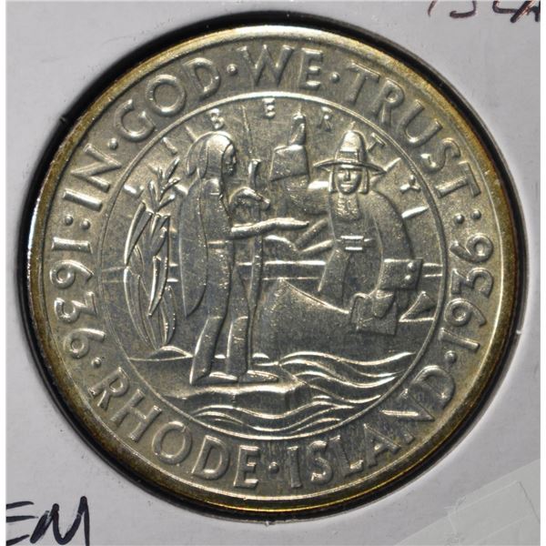 1936 50C COMMEM RHODE ISLAND GEM BU