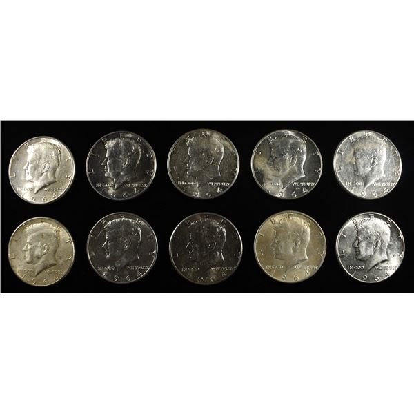(10) 90% SILVER KENNEDY HALF DOLLARS